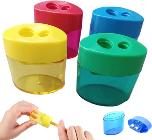 Hvjwfu Kinder Bleistiftschärfer, Bleistiftschärfer, Bleistiftschärfer mit Behälter 4 Stück Bleistiftschärfer, Doppelloch, Schärfer für Kinder, Cute Sharper, Bleistiftschärfer Multipack, für KidsStuden Hvjwfu Kinder Bleistiftschärfer, Bleistiftschärfer, Bleistiftschärfer mit Behälter 4 Stück Bleistiftschärfer, Doppelloch, Schärfer für Kinder, Cute Sharper, Bleistiftschärfer Multipack, für KidsStuden von Hvjwfu