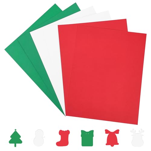 60 Blatt Weihnachtskarton, 21,6 x 27,9 cm, blanko, rot, weiß, grün, Scrapbook-Papier, rotes Konstruktionspapier für Weihnachten, Basteln, Weihnachten, Einladungen, Grußkarten, Schule, Büro, Heimbedarf von Hwahong