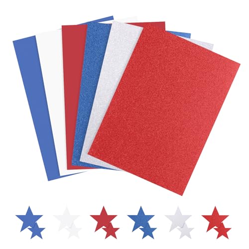 60 Blatt rot-weiß-blauer Karton, 20,3 x 30,5 cm, Glitzer-Scrapbook, Papier, silberfarben, patriotisches Konstruktionspapier für 4. Juli, Basteln, Einladungen, Grußkarten, Schule, Büro, Heimbedarf 60 Blatt rot-weiß-blauer Karton, 20,3 x 30,5 cm, Glitzer-Scrapbook, Papier, silberfarben, patriotisches Konstruktionspapier für 4. Juli, Basteln, Einladungen, Grußkarten, Schule, Büro, Heimbedarf von Hwahong