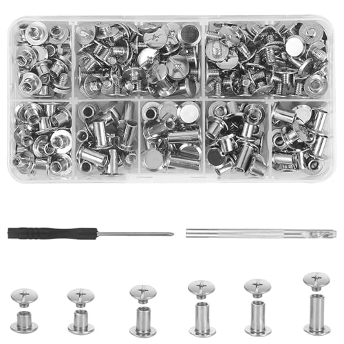 110 Satz Schraubnieten Silber, Leder Nieten Set mit Werkzeug, Madenschrauben Set, Hülsenschrauben Buchschrauben Hohlnieten Chicago Schrauben, Hülsenmutter M5 x 4/5/6/8/10/12 110 Satz Schraubnieten Silber, Leder Nieten Set mit Werkzeug, Madenschrauben Set, Hülsenschrauben Buchschrauben Hohlnieten Chicago Schrauben, Hülsenmutter M5 x 4/5/6/8/10/12 von HweeWanX