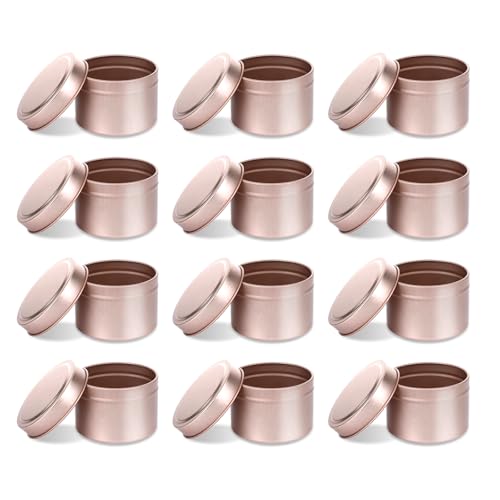 12 Stück Kerzendosen, Kerzengläser mit Deckel，Gläser für Kerzen, 120 ml Metallgläser für DIY Kerzenherstellung Teeblätter Gewürze Salben Kosmetik (Roségold) von HweeWanX