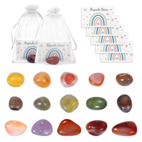 15er Glückssteine für Kinder mit Grußkarten und Organza-Beutel, Perfekt zum Mitgebsel Kindergeburtstag, Kindergeburtstag Gastgeschenke und für Geschenktüten, als Basteln oder Besonderes Mitbringsel 15er Glückssteine für Kinder mit Grußkarten und Organza-Beutel, Perfekt zum Mitgebsel Kindergeburtstag, Kindergeburtstag Gastgeschenke und für Geschenktüten, als Basteln oder Besonderes Mitbringsel von HweeWanX