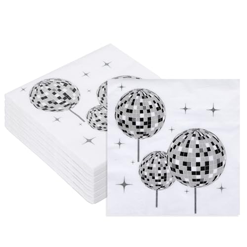 40 Stück discokugel deko servietten, 33×33cm disco party deko servietten Weiß, 70er 80er 90er Disco Party Tischdeko Napkin für Geburtstage, Partys, Familienessen 40 Stück discokugel deko servietten, 33×33cm disco party deko servietten Weiß, 70er 80er 90er Disco Party Tischdeko Napkin für Geburtstage, Partys, Familienessen von HweeWanX