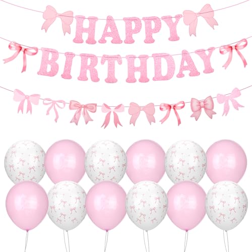 Happy Birthday Banner Rosa Schleifen Set, Rosa Geburtstagsdeko für Frauen Mädchen, Party Schleife Dekorationen, Perfekt für Frauen Feiern, Ideal, um Ihrer Feier eine lustige, feminine Note zu Happy Birthday Banner Rosa Schleifen Set, Rosa Geburtstagsdeko für Frauen Mädchen, Party Schleife Dekorationen, Perfekt für Frauen Feiern, Ideal, um Ihrer Feier eine lustige, feminine Note zu von HweeWanX