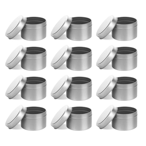 HweeWanX 12 Stück Kerzendosen, Kerzengläser mit Deckel, Gläser für Kerzen, 120 ml Metallgläser für DIY Kerzenherstellung Teeblätter Gewürze Salben Kosmetik (Silber) von HweeWanX