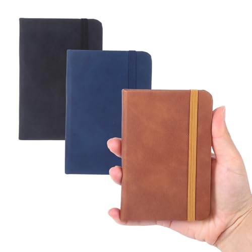 HweeWanX Notizbuch A7 Klein, Mini Notizbuch Leder Bunt, 3 Stück Hochwertige Kleine Notizbücher mit Liniertem Papier & Elastischem Verschluss – Perfekt für Büro, Reisen & Schule (Schwarz Braun Blau) HweeWanX Notizbuch A7 Klein, Mini Notizbuch Leder Bunt, 3 Stück Hochwertige Kleine Notizbücher mit Liniertem Papier & Elastischem Verschluss – Perfekt für Büro, Reisen & Schule (Schwarz Braun Blau) von HweeWanX