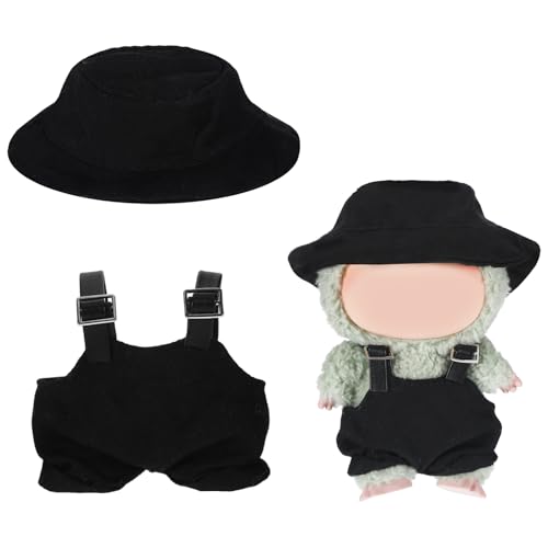 Nabu Kleidung für 17cm Puppe, 2-teiliges Set mit Schwarzem Hut & Latzhose, Passendes Zubehör für Labobo Plüschfigur, DIY Outfit für Fans von Lanubu, Geschenk für Kinder & Sammler Nabu Kleidung für 17cm Puppe, 2-teiliges Set mit Schwarzem Hut & Latzhose, Passendes Zubehör für Labobo Plüschfigur, DIY Outfit für Fans von Lanubu, Geschenk für Kinder & Sammler von HweeWanX