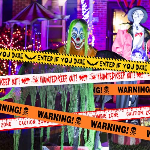 Hxezoc 4 Rollen Absperrband Halloween, Flatterband Halloween Horror Caution Tape Gefahren Warnband Schrägband Bündel für Garten Zombie Party Gefahr Gefahrenbereiche Hxezoc 4 Rollen Absperrband Halloween, Flatterband Halloween Horror Caution Tape Gefahren Warnband Schrägband Bündel für Garten Zombie Party Gefahr Gefahrenbereiche von Hxezoc