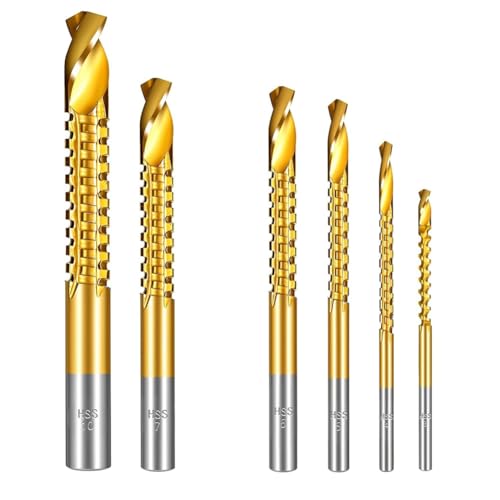 Hxhsgmeh 7-Teiliges HSS-Spiralbohrer-Set mit Titanbeschichtung, 3-10 mm Gezackter Seitenschneidbohrer, Gezackter Sechskantschaft-Bohrer Hxhsgmeh 7-Teiliges HSS-Spiralbohrer-Set mit Titanbeschichtung, 3-10 mm Gezackter Seitenschneidbohrer, Gezackter Sechskantschaft-Bohrer von Hxhsgmeh