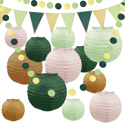 16PCS Lampions Party Deko, Hyacinthy Papierlaternen Grün Gold Gartenparty Deko Draußen Bunte Papier Lampions Vintage Papierlampion für Outdoor Party Sommer 16PCS Lampions Party Deko, Hyacinthy Papierlaternen Grün Gold Gartenparty Deko Draußen Bunte Papier Lampions Vintage Papierlampion für Outdoor Party Sommer von Hyacinthy