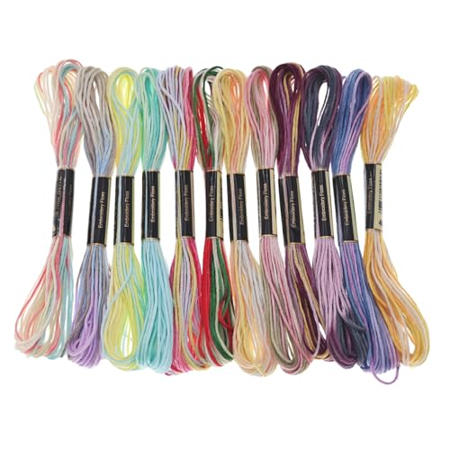 Regenbogen-Stickgarn, mehrfarbig, 6 Stränge, 8 Meter, Baumwolle, Regenbogen-Nähgarn für Handarbeiten, Armbänder, Bastelarbeiten, 24 Stück Regenbogen-Stickgarn, mehrfarbig, 6 Stränge, 8 Meter, Baumwolle, Regenbogen-Nähgarn für Handarbeiten, Armbänder, Bastelarbeiten, 24 Stück von Hyakkwind