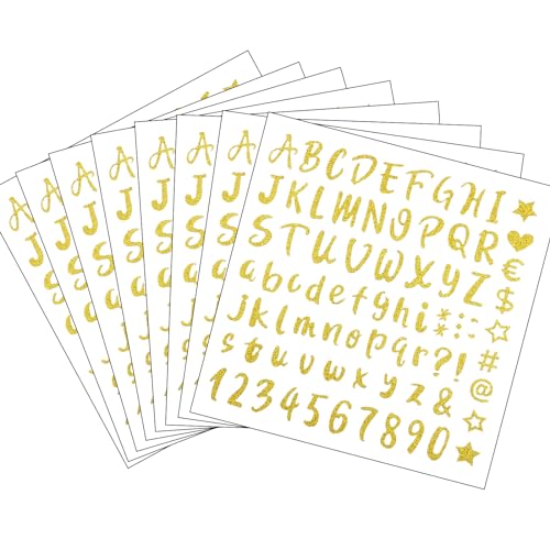 Hyakoz 8 Blätter Glitzer Buchstaben Aufkleber Gold Zahlen Aufkleber Klebebuchstaben Wetterfest Selbstklebende Buchstaben Vinyl Alphabet Sticker für DIY Handgemachte Scrapbooking GrußKarten Schilder Hyakoz 8 Blätter Glitzer Buchstaben Aufkleber Gold Zahlen Aufkleber Klebebuchstaben Wetterfest Selbstklebende Buchstaben Vinyl Alphabet Sticker für DIY Handgemachte Scrapbooking GrußKarten Schilder von Hyakoz