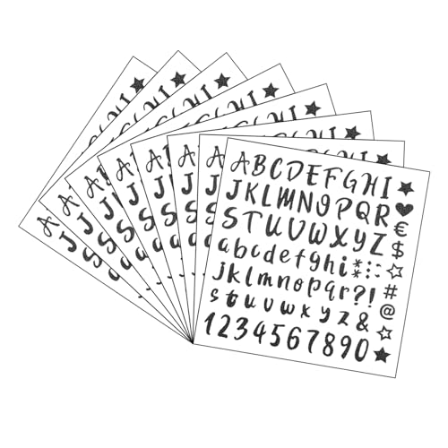 Hyakoz 8 Blätter Glitzer Buchstaben Aufkleber Schwarz Zahlen Aufkleber Klebebuchstaben Wetterfest Vinyl Sticker Set für Hausnummernschild Briefkasten DIY Handgemachte Scrapbooking Grußkarten von Hyakoz