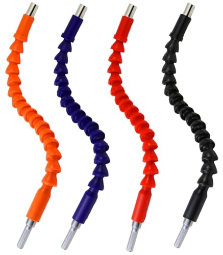 Hyamass Flexible Bohrerverlängerungen mit magnetischem Sechskant-Adapter, hochflexibler Schaft für Universalbohrer/Schraubendreher-Bits, langlebiges Schaftspitzen-Set für enge Räume, 4 Stück von Hyamass