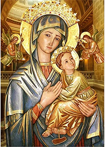 Hyanun DIY 5D Diamond Painting Vollbohrer Kit, Jungfrau Maria und Jesus 25x30cm Malen nach Zahlen Diamant,Diamant Painting Bilder Kinder,Geschenk für Erwachsene Kinder,Stickerei Crafts für Wand Decor von Hyanun