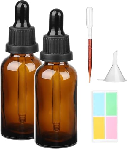 Hyber&Cara Pipettenflaschen mit Glas Pipette 2 x 100ml Braune Glasflaschen Apothekerflaschen mit Tropfenpipette für ätherische Öle, Parfümöle, Flüssigfarbstoffen Aromatherapie -Mischungen von Hyber&Cara