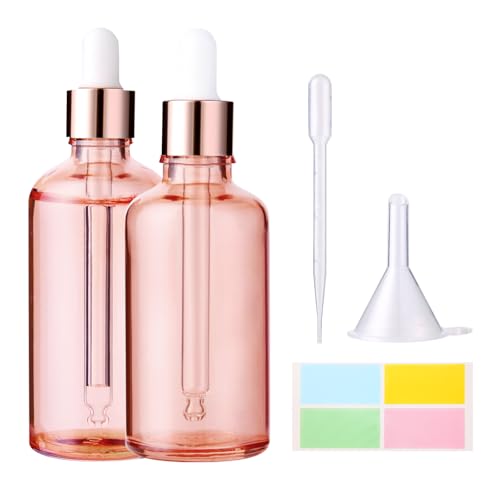 Hyber&Cara Pipettenflaschen mit Glas Pipette 2 x 100ml Roségold Glasflaschen Apothekerflaschen mit Tropfenpipette für ätherische Öle, Parfümöle, Flüssigfarbstoffen Aromatherapie -Mischungen Hyber&Cara Pipettenflaschen mit Glas Pipette 2 x 100ml Roségold Glasflaschen Apothekerflaschen mit Tropfenpipette für ätherische Öle, Parfümöle, Flüssigfarbstoffen Aromatherapie -Mischungen von Hyber&Cara