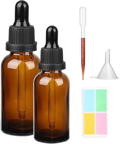 Hyber&Cara Pipettenflaschen mit Glas Pipette 50ml 100ml Braune Glasflaschen Apothekerflaschen mit Tropfenpipette für ätherische Öle, Parfümöle, Flüssigfarbstoffen Aromatherapie -Mischungen von Hyber&Cara