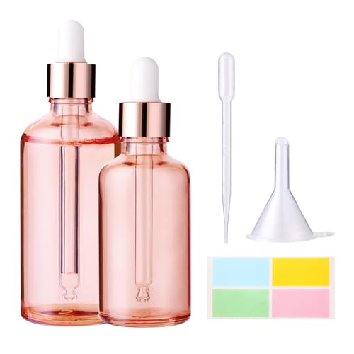 Hyber&Cara Pipettenflaschen mit Glas Pipette 50ml 100ml Roségold Glasflaschen Apothekerflaschen mit Tropfenpipette für ätherische Öle, Parfümöle, Flüssigfarbstoffen Aromatherapie -Mischungen Hyber&Cara Pipettenflaschen mit Glas Pipette 50ml 100ml Roségold Glasflaschen Apothekerflaschen mit Tropfenpipette für ätherische Öle, Parfümöle, Flüssigfarbstoffen Aromatherapie -Mischungen von Hyber&Cara