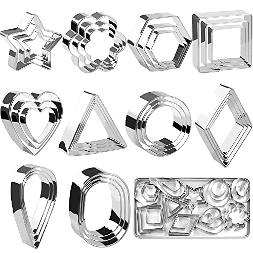 Mini-Ausstechformen-Set für Kekse, Modelliermasse, Edelstahl, Fondant, Backen, Gebäck, 30 Stück Geometrische Formen Cutter von Hyber&Cara