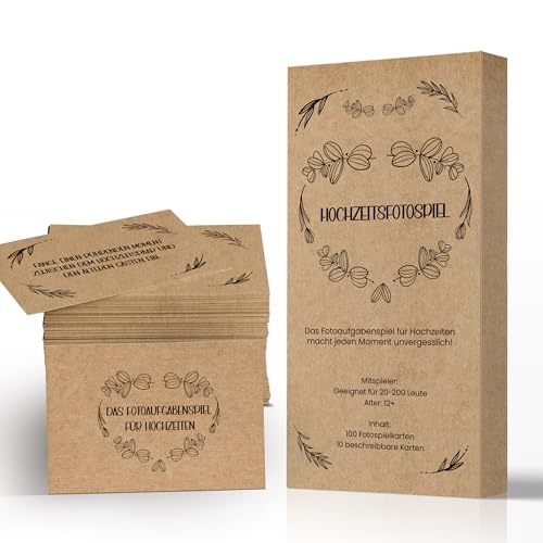 100+10 Hochzeitfotospiel - Hochzeitsspiel für Gäste, Hochzeit Partyspiel für Gäste, Fotoaufgaben für Brautpaar, Perfekt für Gästebuch Hochzeit, Kraftpapier, 9 * 6 cm 100+10 Hochzeitfotospiel - Hochzeitsspiel für Gäste, Hochzeit Partyspiel für Gäste, Fotoaufgaben für Brautpaar, Perfekt für Gästebuch Hochzeit, Kraftpapier, 9 * 6 cm von Hyggartn