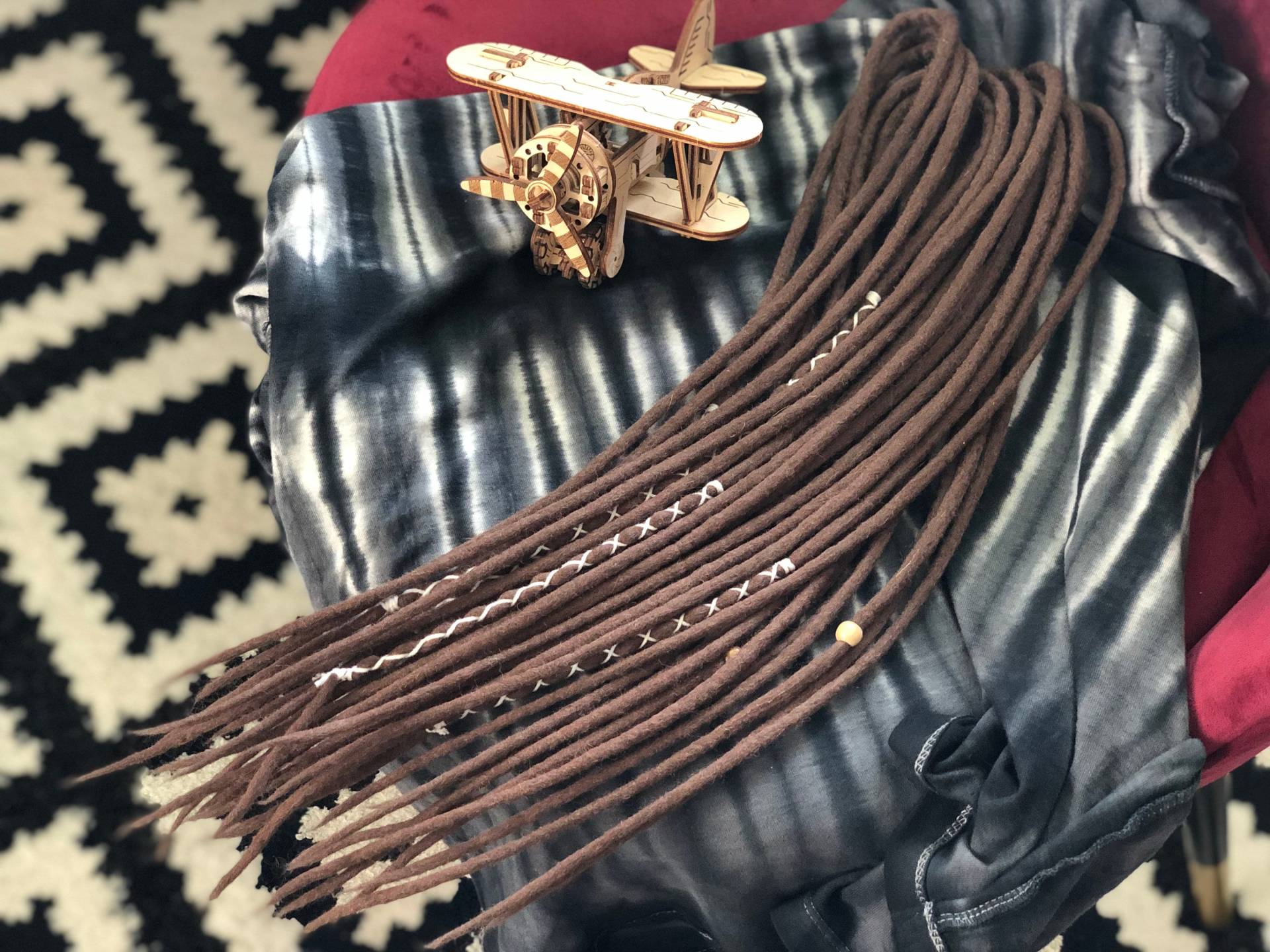 Wolle Dreads Tiramisu Hellbraun Doppelseitig Oder Einseitig Weich Gefälschte Merino Dreadlocks Set Geschenk von HyggeDreads