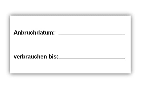 Etikett komplett AUFlösbar, Anbruch, 70x35mm auf einer Rolle (lose Rolle), 500 Label, wasserlöslich, selbstklebend, Kennzeichnung Boxen, Aufkleber, Haushaltsetiketten, Beschriftung von Hygiene-Netzwerk profiline