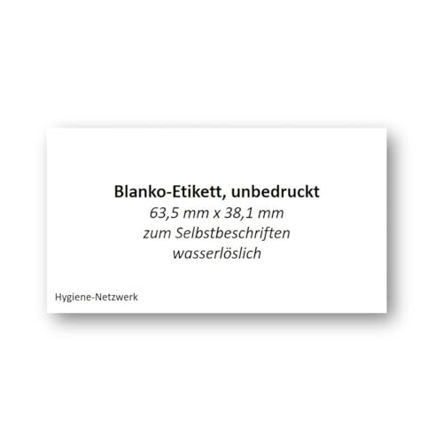 Wasserlösliche Etiketten Blanko. Ideal für Gastronomie und Großküchen. Selbstklebend und rückstandslos auflösbar. 500 Label, lose auf Rolle. Größe 70 x 35mm von Hygiene-Netzwerk profiline