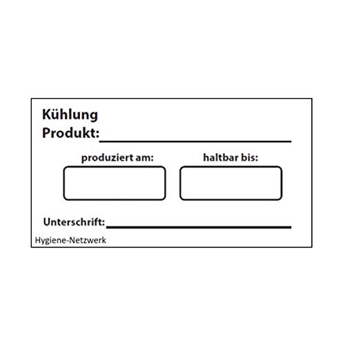 Hygiene Netzwerk Etikett Kühlung | 70x35mm auf einer Rolle mit Spender | 500 Label | wasserlöslich | selbstklebend | Kennzeichnung Behälter Boxen | Aufkleber | Haushaltsetiketten | Beschriftung von Hygiene-Netzwerk