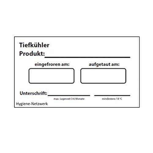 Hygiene-Netzwerk Etikett Tiefkühler| 70x35mm auf Einer Rolle (lose Rolle) | 500 Label | wasserlöslich | selbstklebend | Kennzeichnung Boxen | Aufkleber | Haushaltsetiketten | Beschriftung von Hygiene-Netzwerk