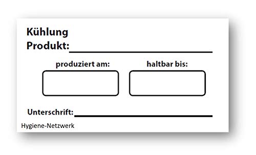 Kühlung Etikett 63,5 mm x 38,1 mm komplett wasserlöslich (100 DinA4 Bögen mit je 21 Etiketten) von Hygiene-Netzwerk