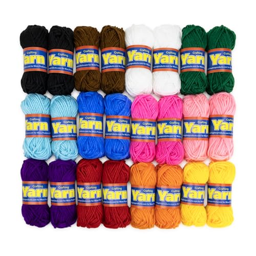 Hygloss Acrylgarn-Set – 24 bunte Mini-Stränge – Häkelgarn zum Häkeln und Stricken – 100% Acrylgarn – weiches, glattes Garn – 2 x 12 Packungen (24 Knäuel) 22 Meter pro Knäuel – insgesamt 500 m von Hygloss