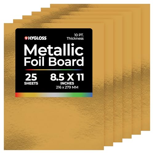 Hygloss Gold, 21,6 x 27,9 cm Metallic-Folie, goldfarben, 25 Blatt – für Kunst und Handwerk, Aktivitäten im Klassenzimmer und Künstler, Papier, 8.5 x 11 von Hygloss