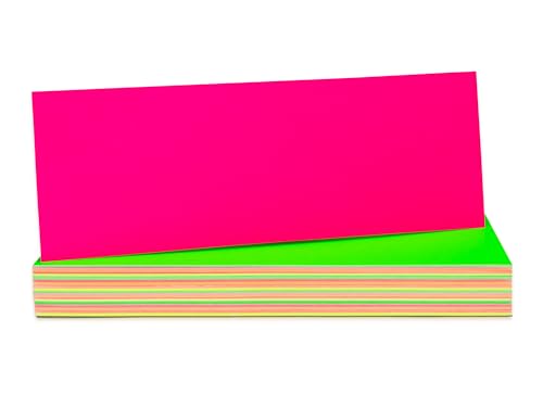 Hygloss Neon-Wortkarten – lebendige Karteikarten, 10,2 x 27,9 cm, 5 verschiedene fluoreszierende Farben, 50 Stück, doppelseitig, leere Karteikarten für Klassenzimmer, Zuhause oder Büro, ideal für von Hygloss