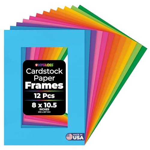 Hygloss Papier-Bilderrahmen, bunte Papp-Bilderrahmen, 20,3 x 26,7 cm, Papierrahmen zum Dekorieren für Hochzeit, Geburtstag, DIY, Klassenzimmer, Basteln und Dekorationen, 12 Stück von Hygloss