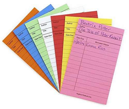 Hygloss Bulk Bright Cards Products Library Checkout-Karten – Bunte Fälligkeitsdatumskarten, 7,6 x 12,7 cm, 500 Stück, (61438), Papier, 3" x 5 von Hygloss