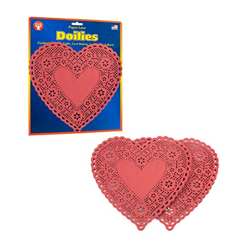 Hygloss Products Papierdeckchen in Herzform, 20,3 cm, rote Spitze, für Dekorationen, Basteln, Partys, 100 Stück von Hygloss