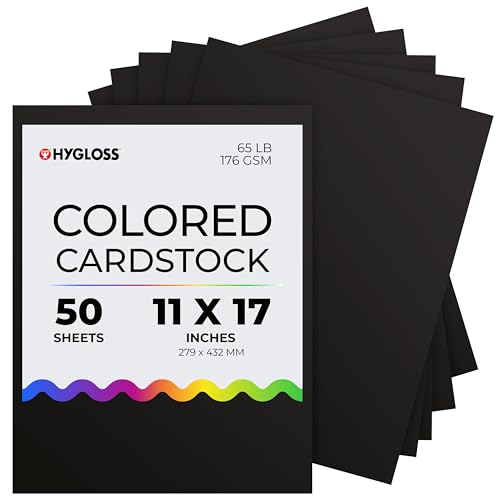 Hygloss Schwarzer Karton – 27,9 x 43,2 cm, 50 Blatt, 29,5 kg/176 g/m², lichtbeständig, säurefreies Farbkartonpapier von Hygloss