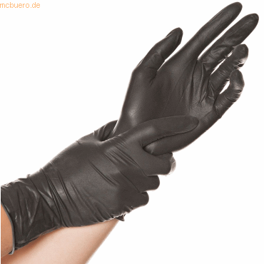 10 x HygoStar Latex-Handschuh Diablo puderfrei L 24cm schwarz VE=100 S von HygoStar