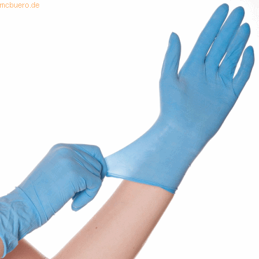 10 x HygoStar Latex-Handschuh Skin gepudert L 24cm blau VE=100 Stück von HygoStar