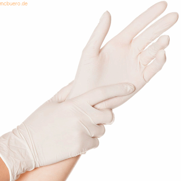 10 x HygoStar Latex-Handschuh Skin gepudert L 24cm weiß VE=100 Stück von HygoStar