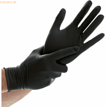 10 x HygoStar Nitril-Handschuh Power Grip puderfrei XL 24cm schwarz VE von HygoStar