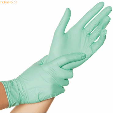 10 x HygoStar Nitril-Handschuh Safe Light puderfrei L 24cm grün VE=100 von HygoStar