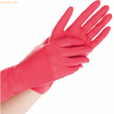 10 x HygoStar Nitril-Handschuh Safe Light puderfrei L 24cm rot VE=100 von HygoStar