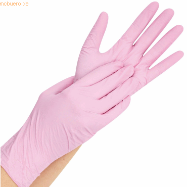 10 x HygoStar Nitril-Handschuh Safe Light puderfrei M 24cm pink VE=100 von HygoStar