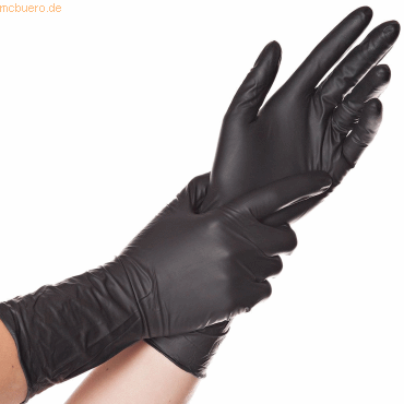 10 x HygoStar Nitril-Handschuh Safe Long puderfrei M 30cm schwarz VE=1 von HygoStar