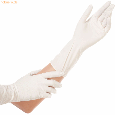 10 x HygoStar Nitril-Handschuh Safe Long puderfrei S 30cm weiß VE=100 von HygoStar
