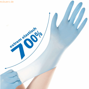 10 x HygoStar Nitril-Handschuh Safe Super Stretch puderfrei L 24cm bla von HygoStar