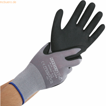 12 x HygoStar Nylon-Feinstrick-Handschuh Ergo Flex L/9 grau-schwarz VE von HygoStar