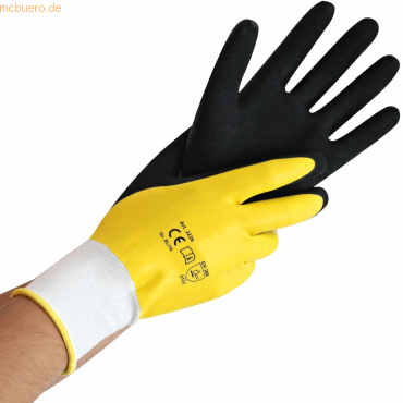 10 x HygoStar Polyester-Feinstrick-Handschuh Wet Protect L/9 gelb-schw von HygoStar